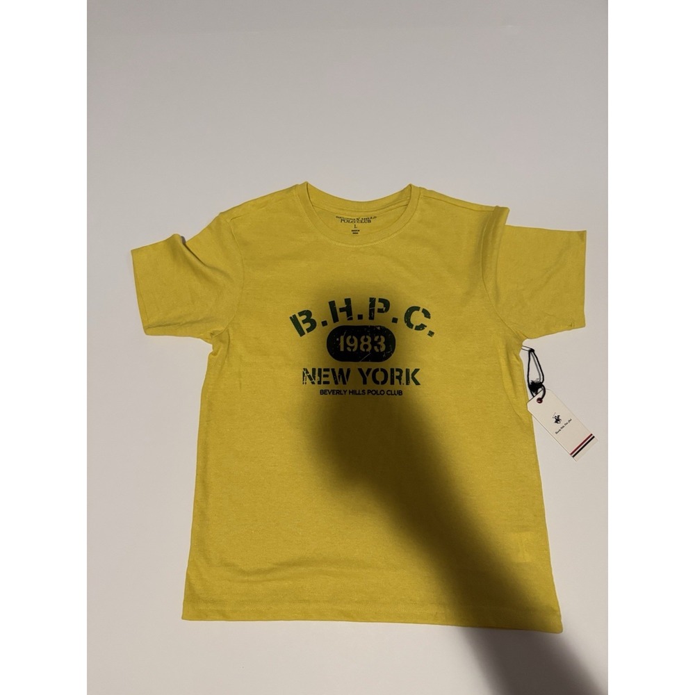 Beverly Hills Polo Club Boys Large T-Shirt Yellow Graphic Casual School Tee NWT